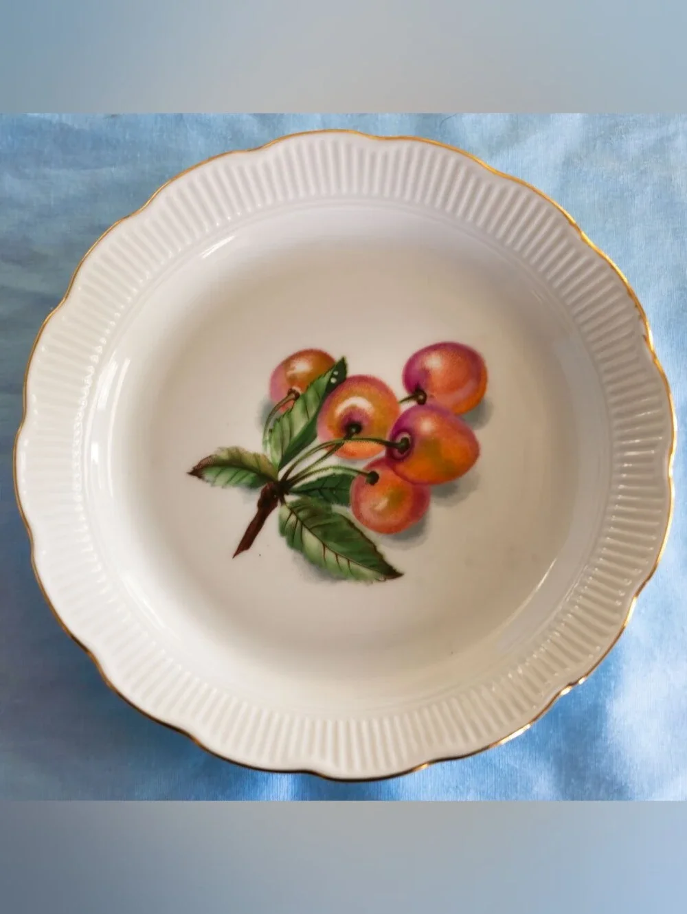 Beautiful Rare Vintage Chodziez Poland Dessert Plate Cherry Pattern - Set Of 9